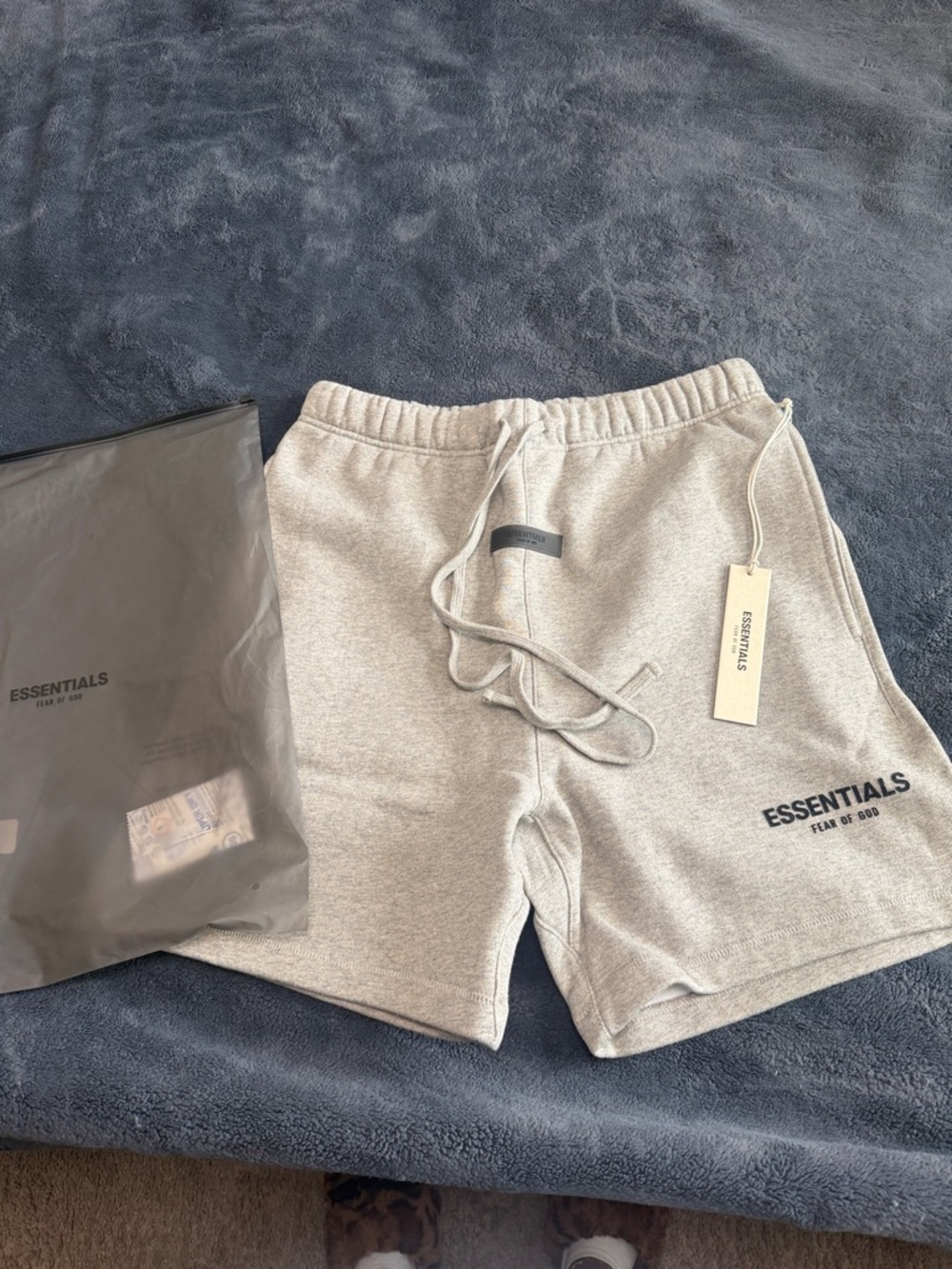 ESSENTIALS Light Gray Athletic Logo Sweat Shorts